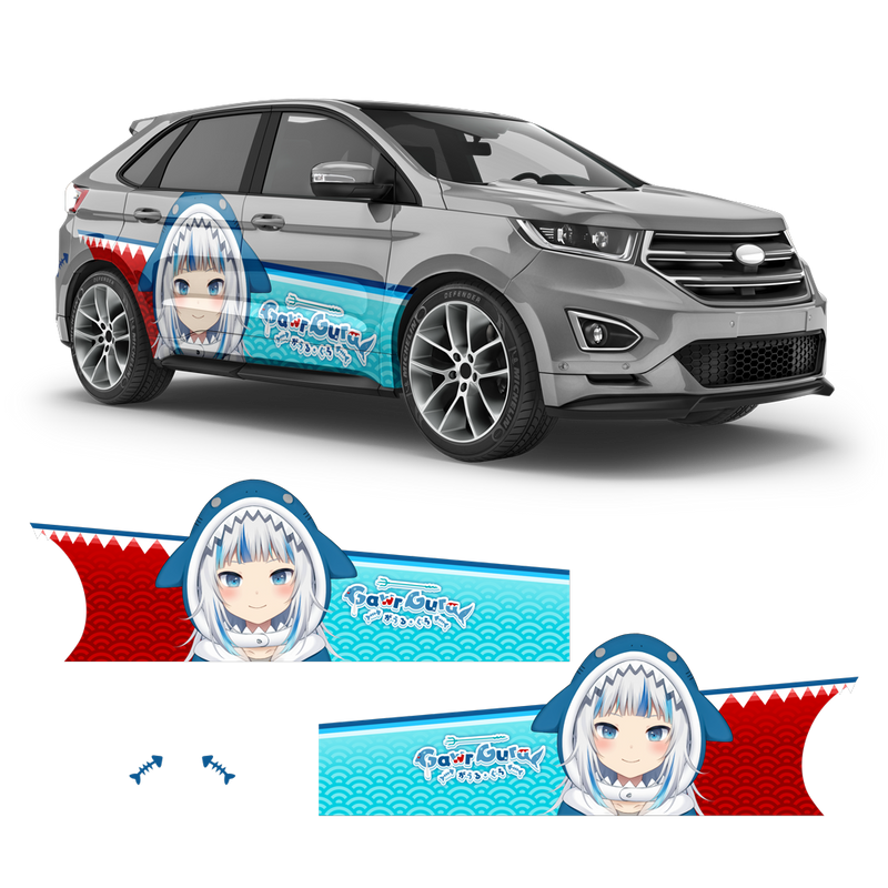 Gawr Gura (Hololive) Anime Style Decals for Any Car Body