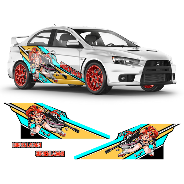 クレヨン画 Yoko Littner (Gurren Lagann) Itasha, Anime Style Decals for