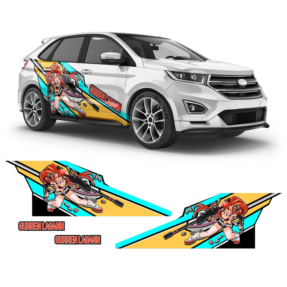 クレヨン画 Yoko Littner (Gurren Lagann) Itasha, Anime Style Decals for