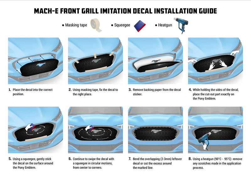 Front Grill Imitation Decal, for Ford Mustang Mach-E 2021 2022 2023