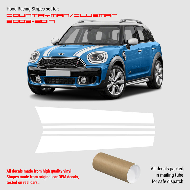 mini cooper clubman Countryman hood stripes 