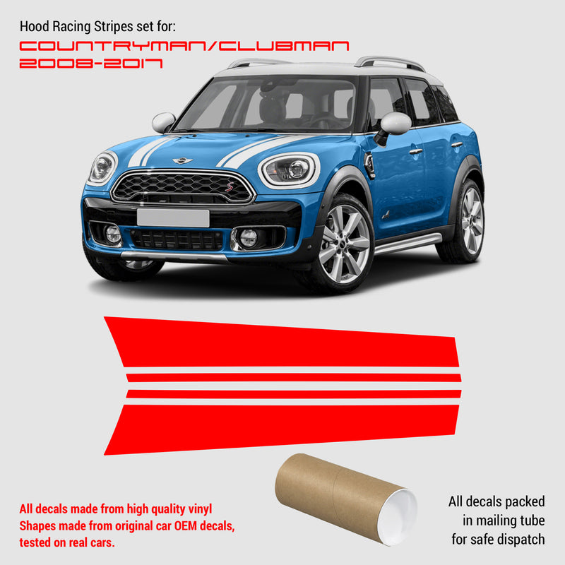 mini cooper clubman Countryman hood stripes 