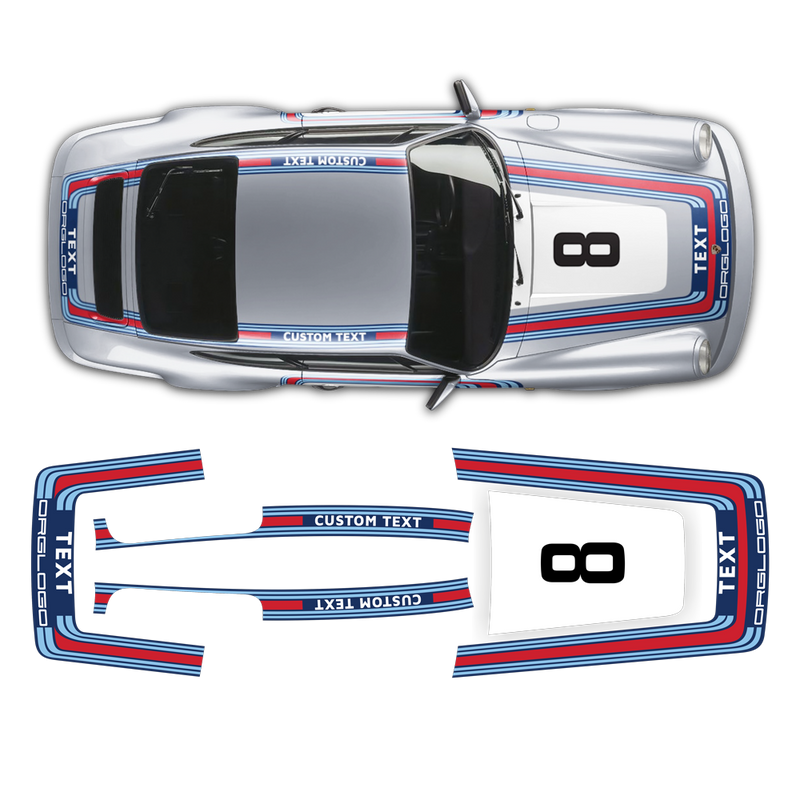 Classic Martini style Graphic Set, for Carrera 911 (930) 1975 - 1989