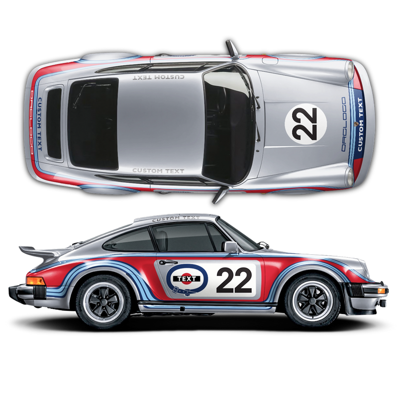 CLASSIC MARTINI Style Sides GRAPHIC SET, for CARRERA 911 (930) 1975 - 1989