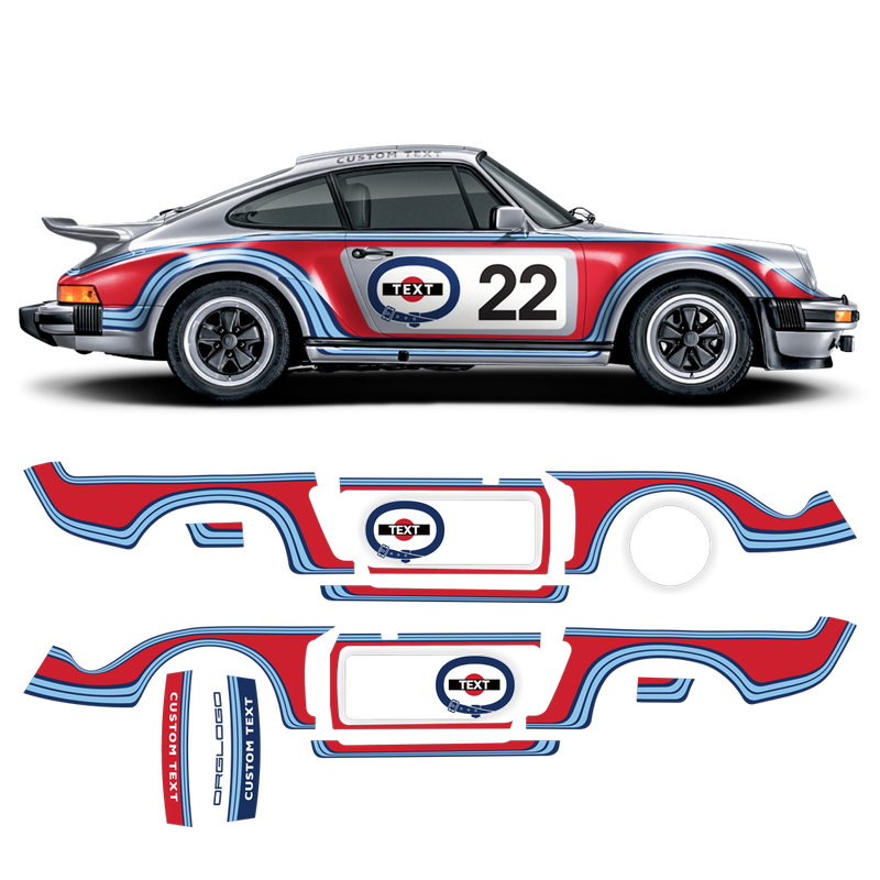 CLASSIC MARTINI Style Sides GRAPHIC SET, for CARRERA 911 (930) 1975 - 1989