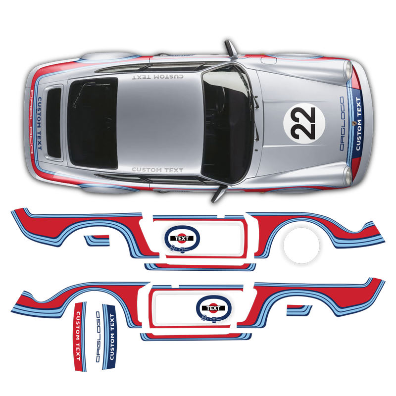 CLASSIC MARTINI Style Sides GRAPHIC SET, for CARRERA 911 (930) 1975 - 1989