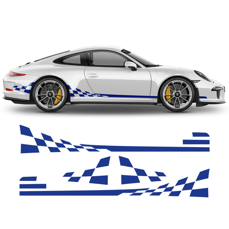 Checkered Side Graphic Design, for Porsche Carrera