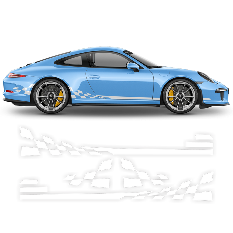 Checkered Side Graphic Design, for Porsche Carrera