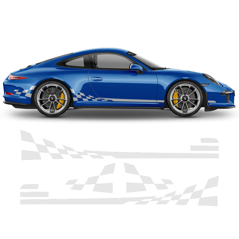 Checkered Side Graphic Design, for Porsche Carrera