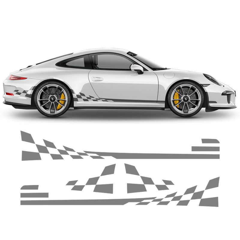 Checkered Side Graphic Design, for Porsche Carrera