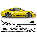 Checkered Side Graphic Custom text, for Carrera / Cayman / Boxster