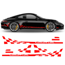 Checkered Side Graphic Custom text, for Carrera / Cayman / Boxster
