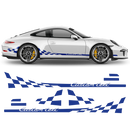 Checkered Side Graphic Custom text, for Carrera / Cayman / Boxster