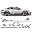 Checkered Side Graphic Custom text, for Carrera / Cayman / Boxster