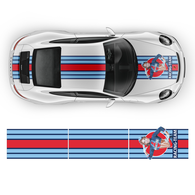 Martini Style Pin Up Girl Racing stripes, for Porsche Carrera