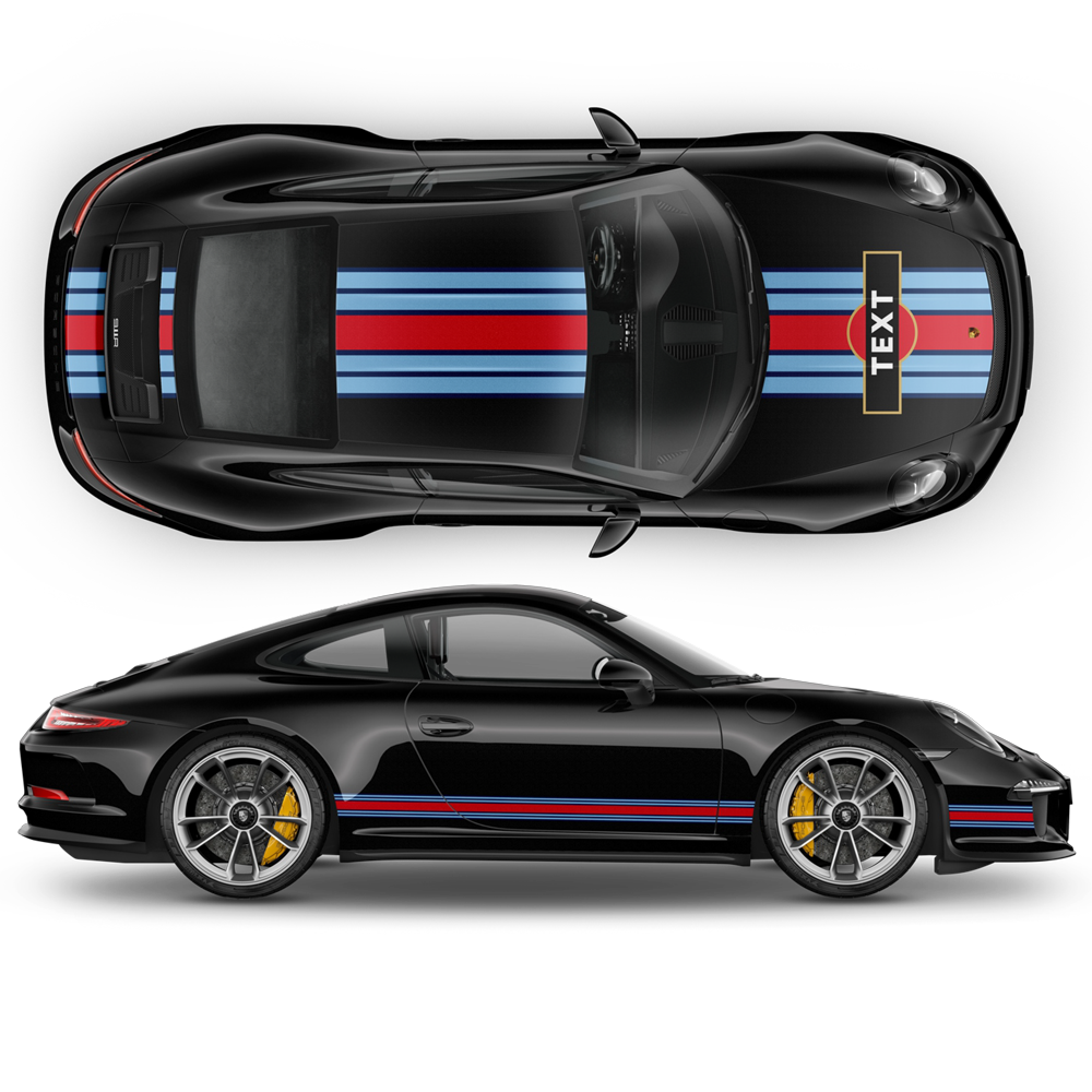 Porsche Martini Racing stripes design decals set