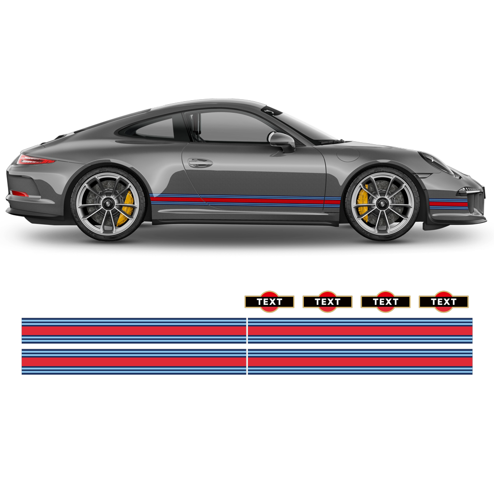 Porsche Martini Racing stripes design decals set