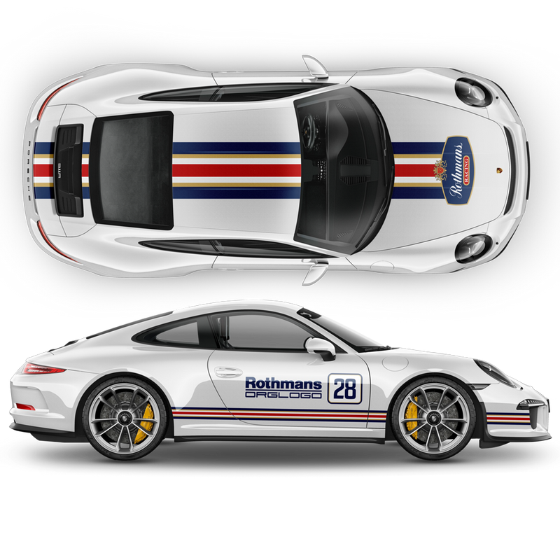 Martini Bonnet Vs Gulf Fusion Racing Stripes Compatible With Porsche and All Brands Le Mans Bonnet Stickers - UK Martini Bonnet Vs Gulf Fusion Racing Stripes Compatible With Porsche and All Brands Le Mans Bonnet Stickers - UK