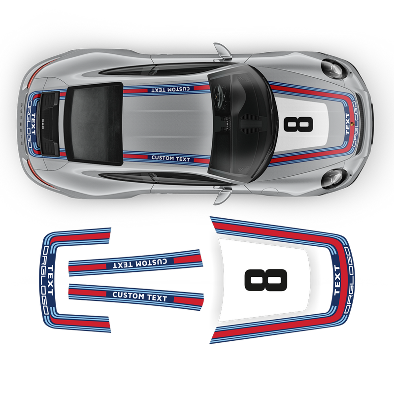 Retro Style Martini Racing Stripes Set, for Carrera 1999 - 2020 (996/997/991/992)