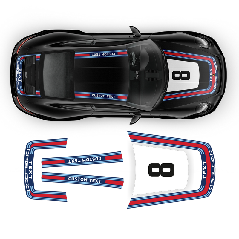 Retro Style Martini Racing Stripes Set, for Carrera 1999 - 2020 (996/997/991/992)