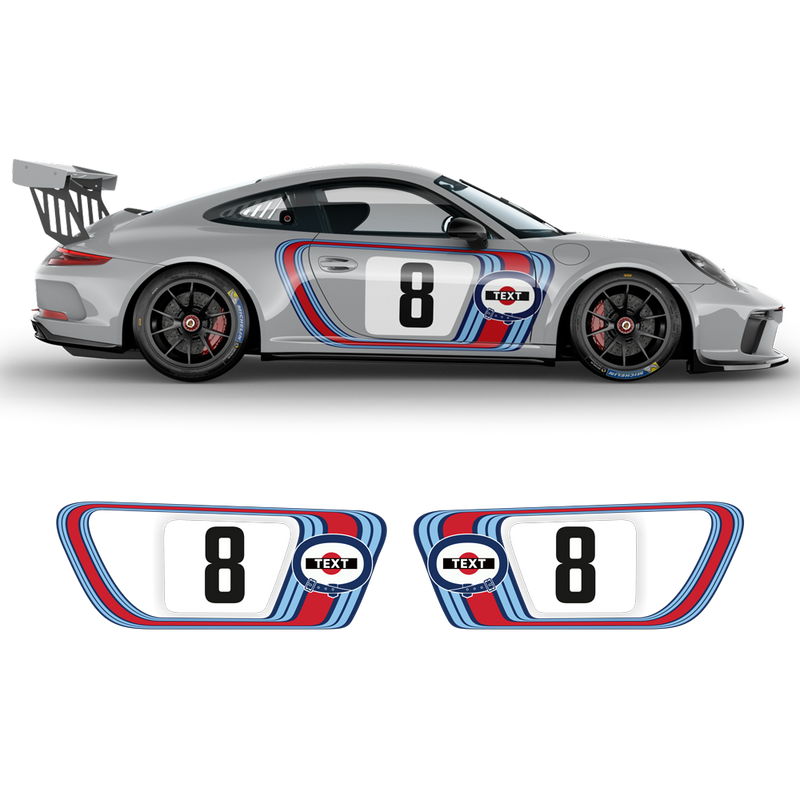 Retro Style Martini Racing Stripes Set, for Carrera 1999 - 2020 (996/997/991/992)