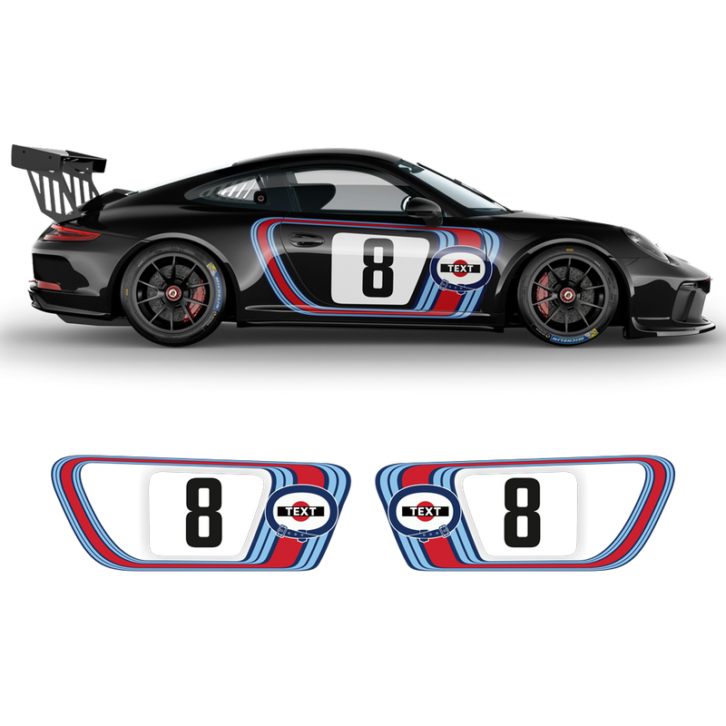 Retro Style Martini Racing Stripes Set, for Carrera 1999 - 2020 (996/997/991/992)