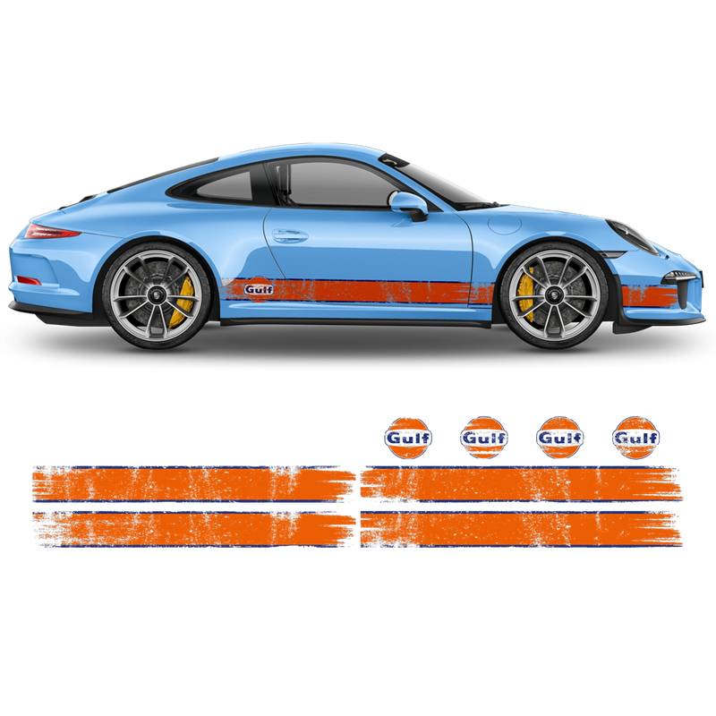 GULF Le Mans Scratched Racing Stripes kit, for Carrera 1999 - 2020