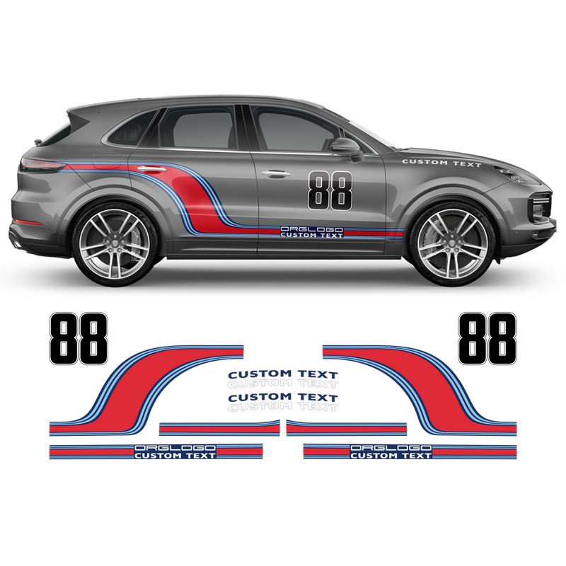 Curved Martini Racing Side Stripes, for Porsche Cayenne
