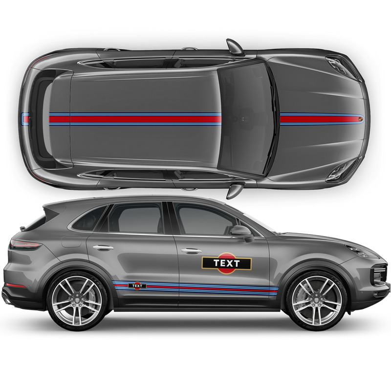 Thin Martini Style Racing Stripes Set, for Porsche Cayenne