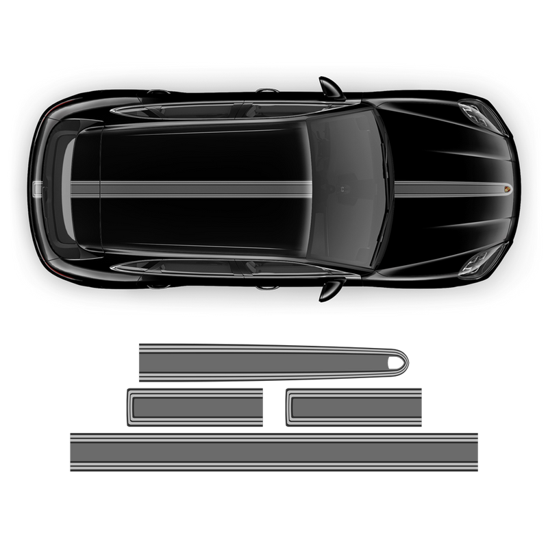 Thin Martini Style Racing Stripes Set, for Porsche Cayenne