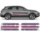 Martini Style Scratched Racing Stripes, for Cayenne / Macan