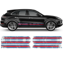 Martini Style Scratched Racing Stripes, for Cayenne / Macan