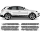 Martini Style Scratched Racing Stripes, for Cayenne / Macan