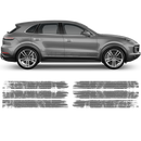 Martini Style Scratched Racing Stripes, for Cayenne / Macan