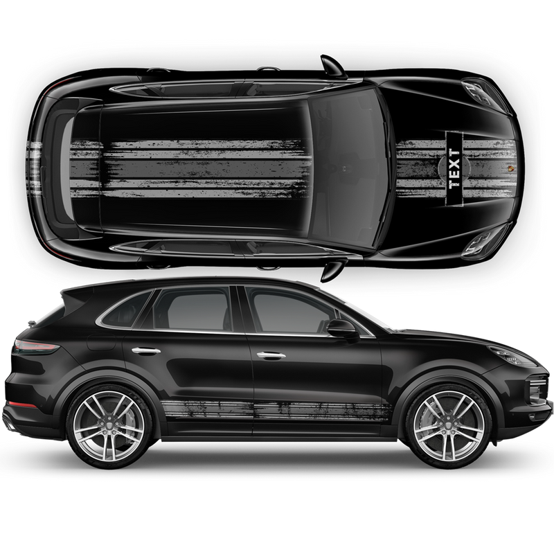 Martini Style Scratched Racing Stripes, for Cayenne / Macan