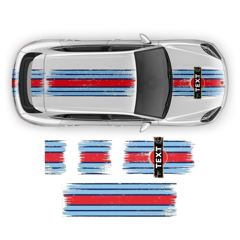 Martini Style Scratched Racing Stripes, for Cayenne / Macan