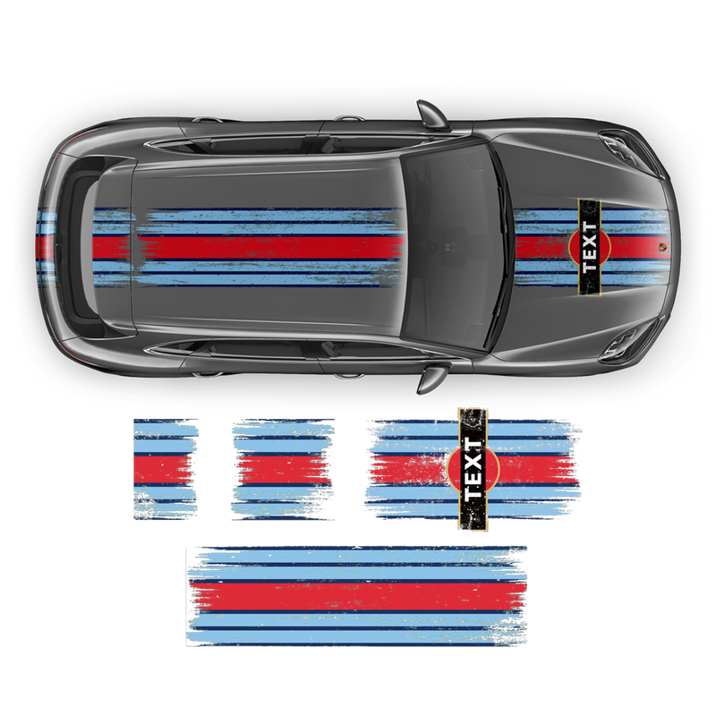 Martini Style Scratched Racing Stripes, for Cayenne / Macan