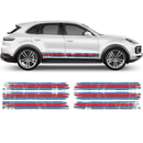 Martini Style Scratched Racing Stripes, for Cayenne / Macan