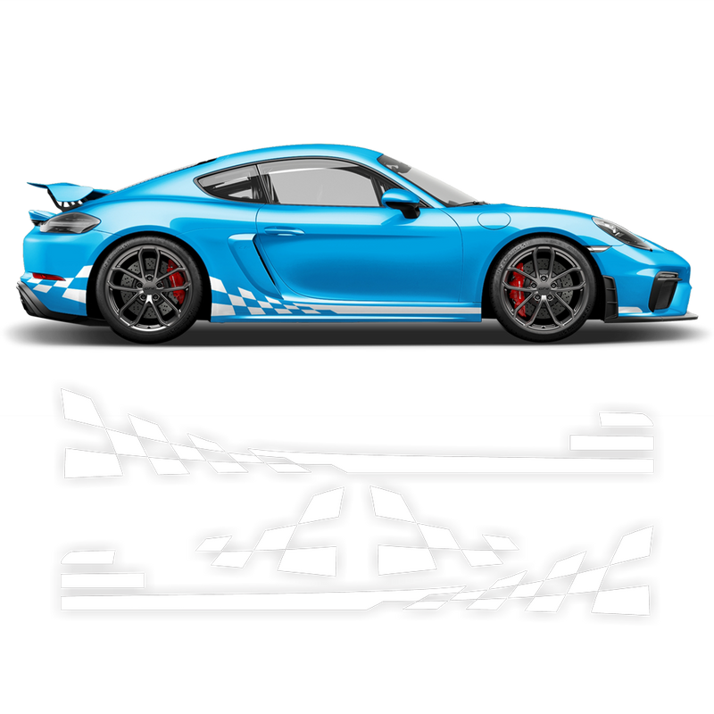 Checkered Side Graphic Design, for Porsche Cayman / Boxster