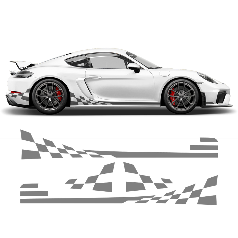 Checkered Side Graphic Design, for Porsche Cayman / Boxster