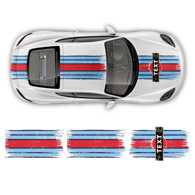 Scratched Martini Style Racing Stripes, for Cayman / Boxster