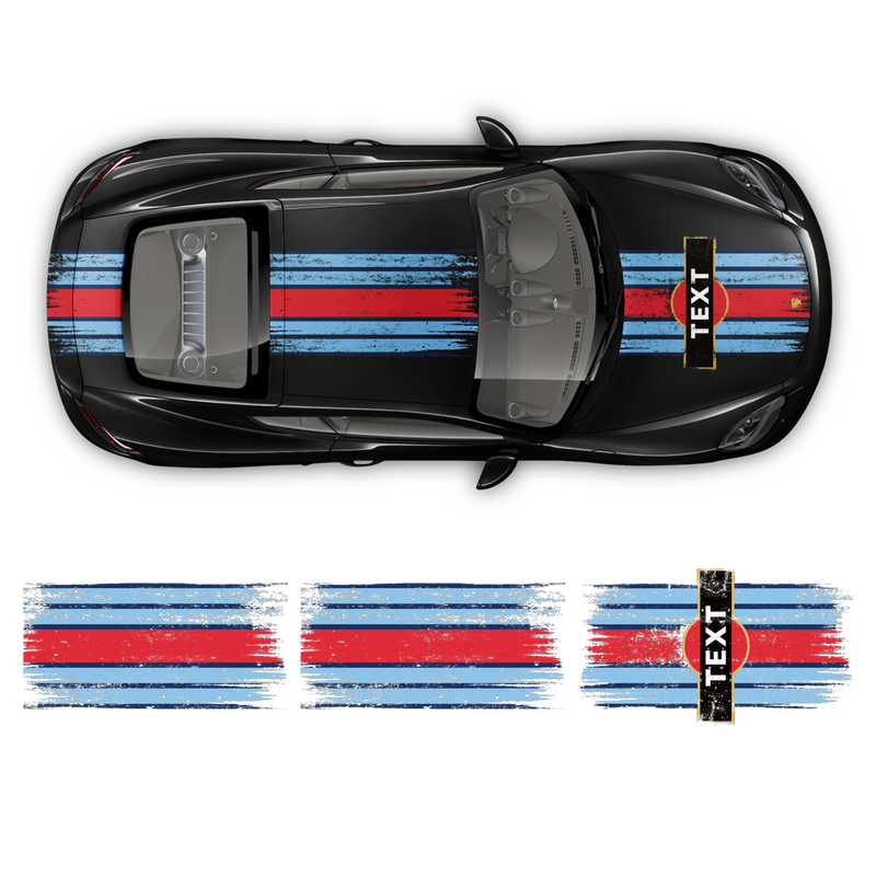 Scratched Martini Style Racing Stripes, for Cayman / Boxster