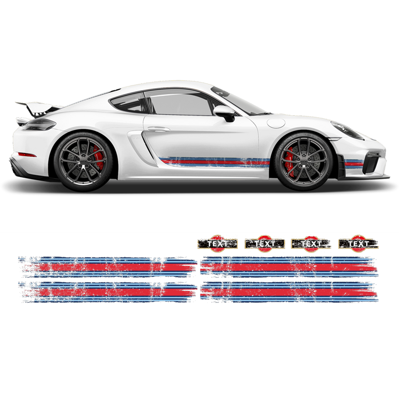 Scratched Martini Style Racing Stripes, for Cayman / BoxsterScratched Martini Style Racing Stripes, for Cayman / Boxster