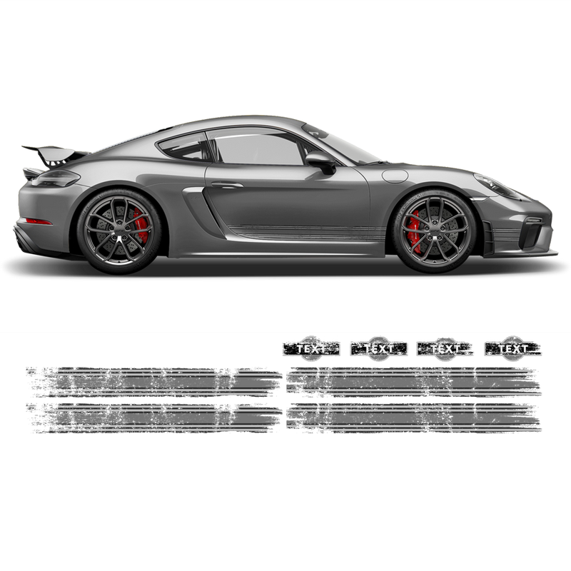 Scratched Martini Style Racing Stripes, for Cayman / Boxster