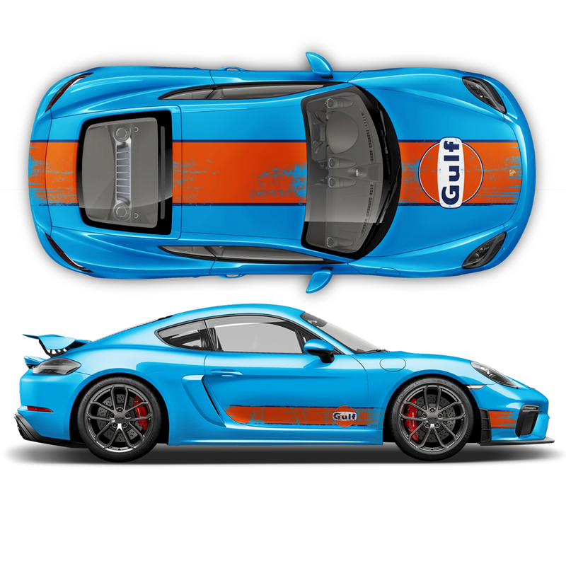 GULF Le Mans Scratched Racing Stripes kit, for Cayman / Boxster