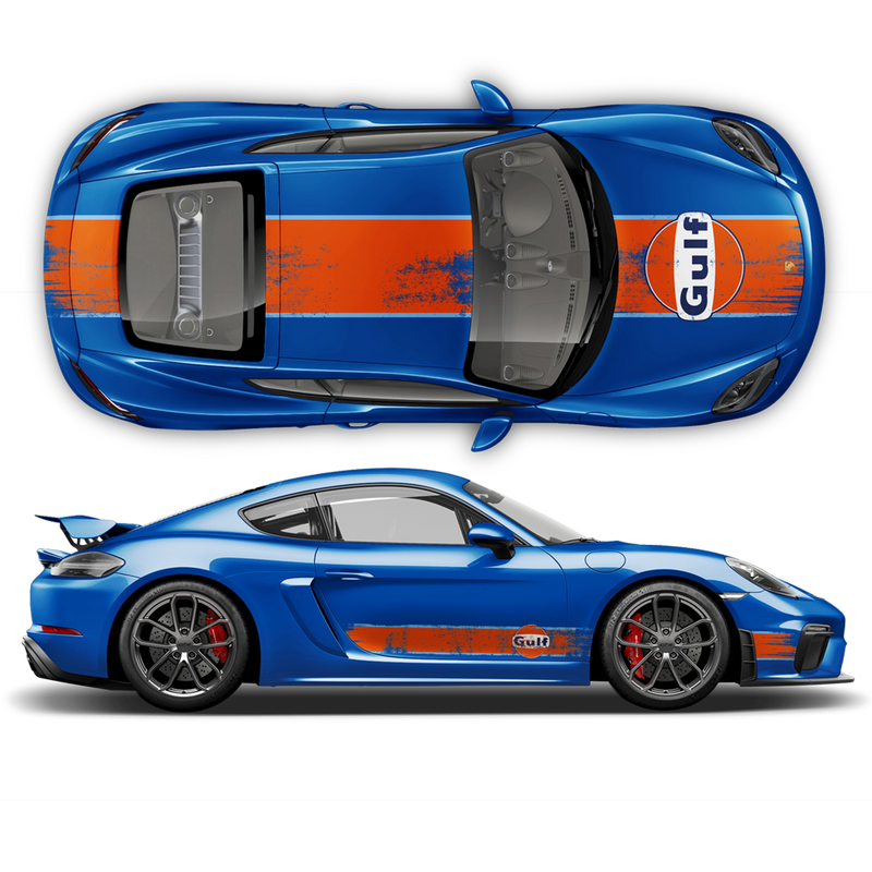 GULF Le Mans Scratched Racing Stripes kit, for Cayman / Boxster