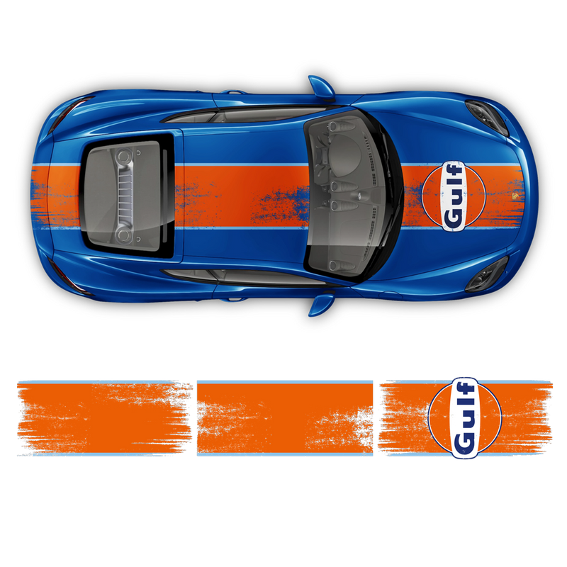 GULF Le Mans Scratched Racing Stripes kit, for Cayman / Boxster