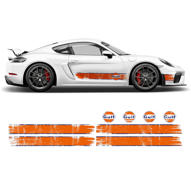 GULF Le Mans Scratched Racing Stripes kit, for Cayman / Boxster