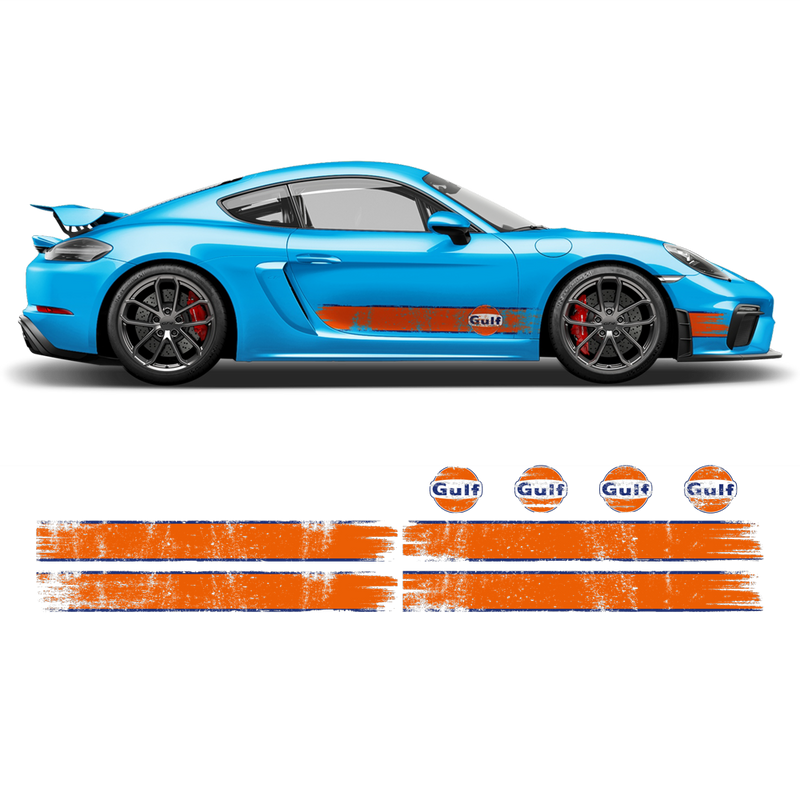 GULF Le Mans Scratched Racing Stripes kit, for Cayman / Boxster