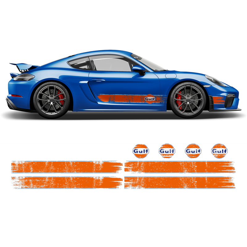 GULF Le Mans Scratched Racing Stripes kit, for Cayman / Boxster